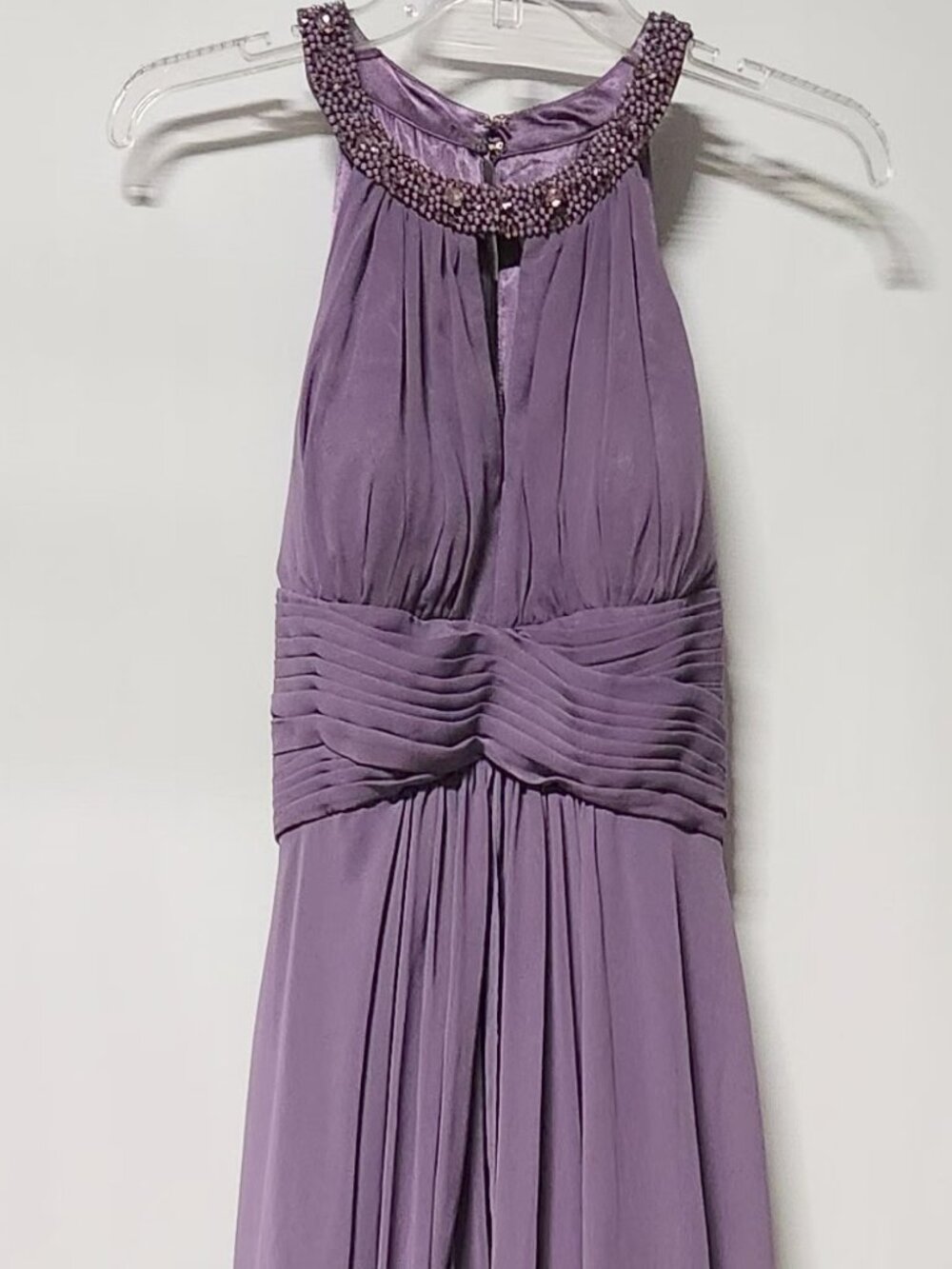 Eliza J Lavender Beaded Chiffon Evening Gown Size 8 Formal Maxi Dress